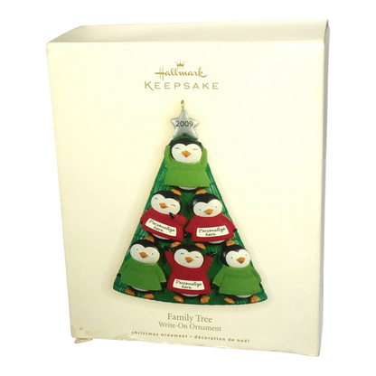 2009 Family Tree - Write On Ornament (Penguins)