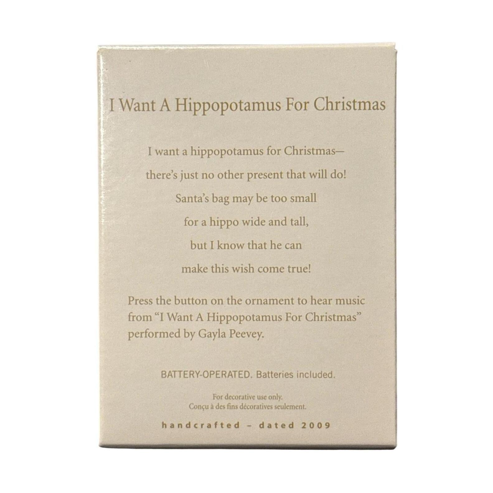 2009 I Want A Hippopotamus For Christmas Hallmark Ornament (I Want A Hippopotamus For Christmas) QSR4545 Image6