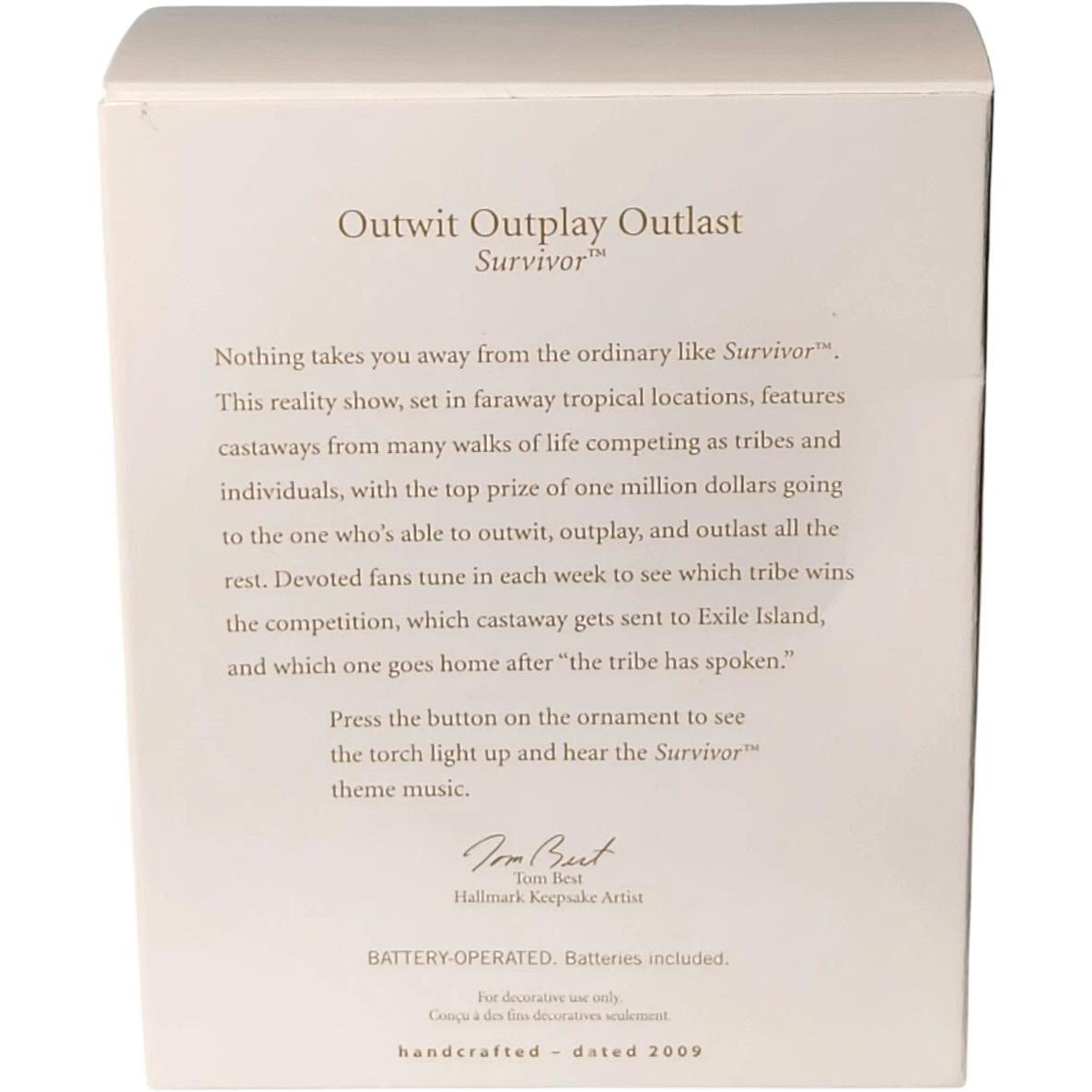 2009 Outwit Outplay Outlast Hallmark Ornament (Survivor) QXI1275