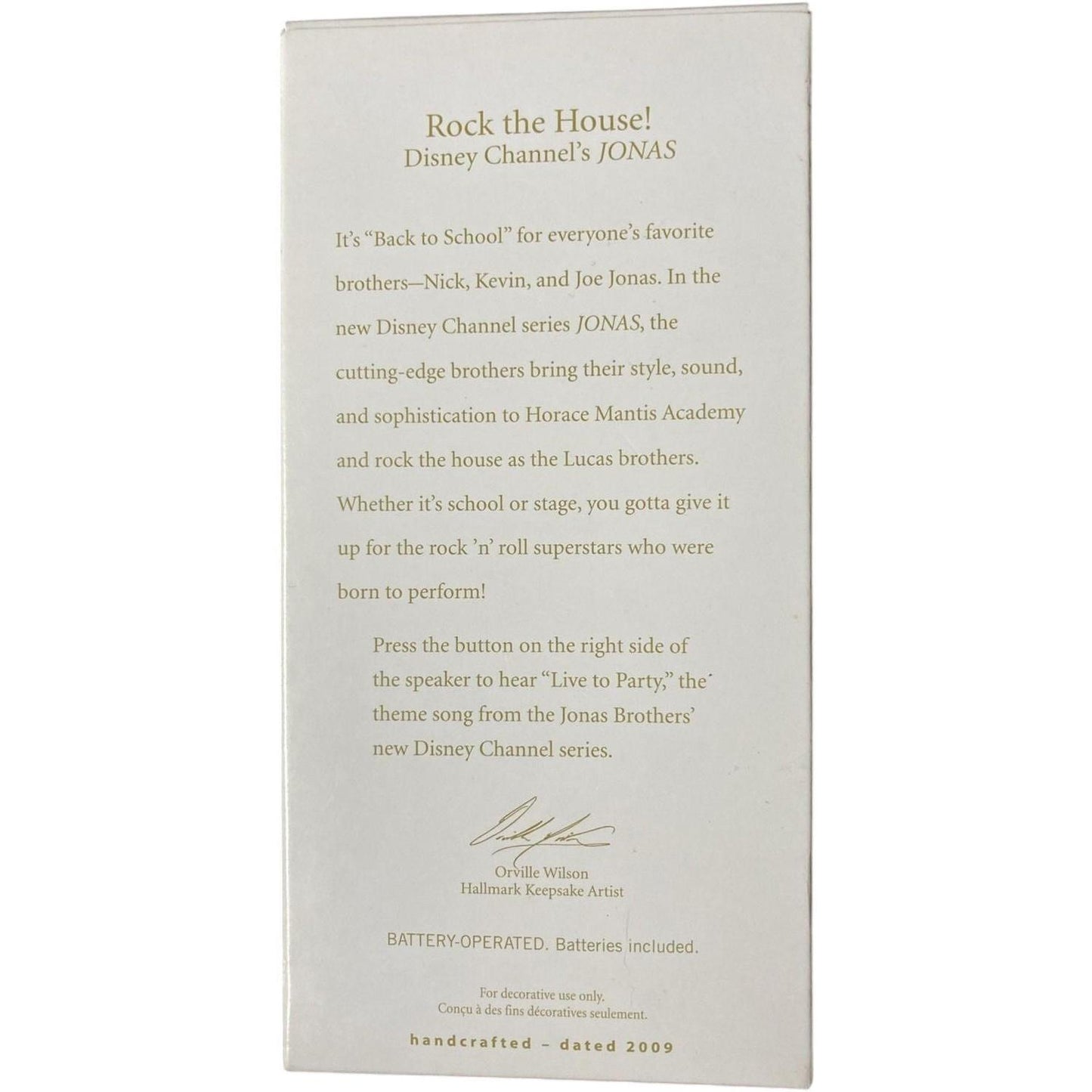 2009 Rock the House! Hallmark Ornament (Jonas) QXD2162