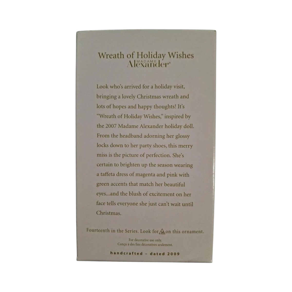 2009 Wreath of Holiday Wishes Hallmark Ornament (Madame Alexander) QX8325 Image5