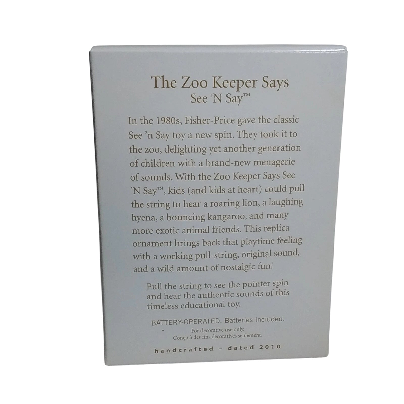 2010 The Zoo Keeper Says - See 'N Say Hallmark Ornament (Fisher Price) QXI2316