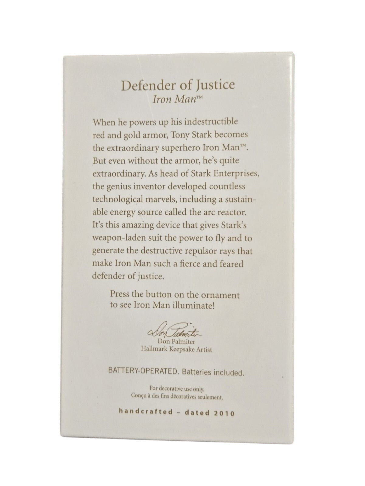 2010 Defender of Justice Hallmark Ornament (Iron Man) QXI2233