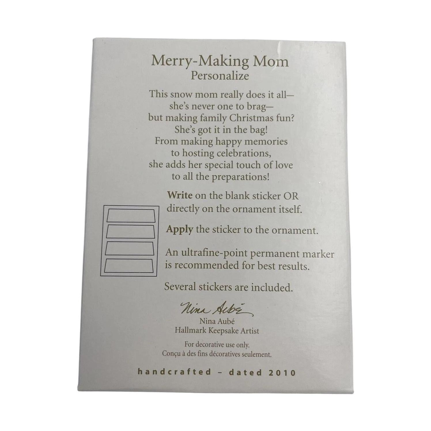 2010 Merry-Making Mom Hallmark Ornament (Mom) QXG7016 Image6
