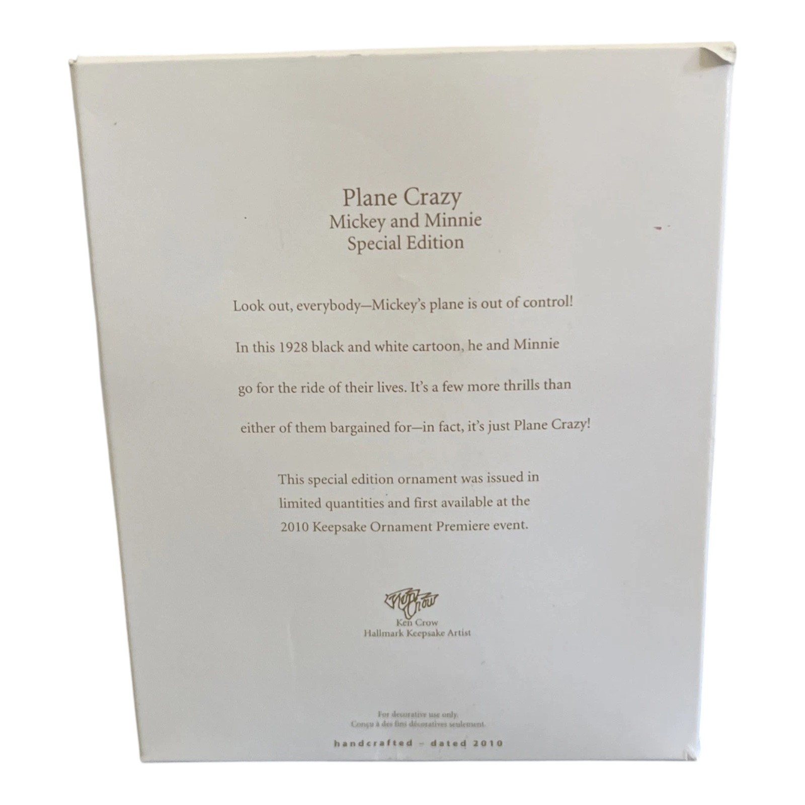 2010 Plane Crazy Hallmark Ornament (Mickey Mouse & Friends) QXE3003