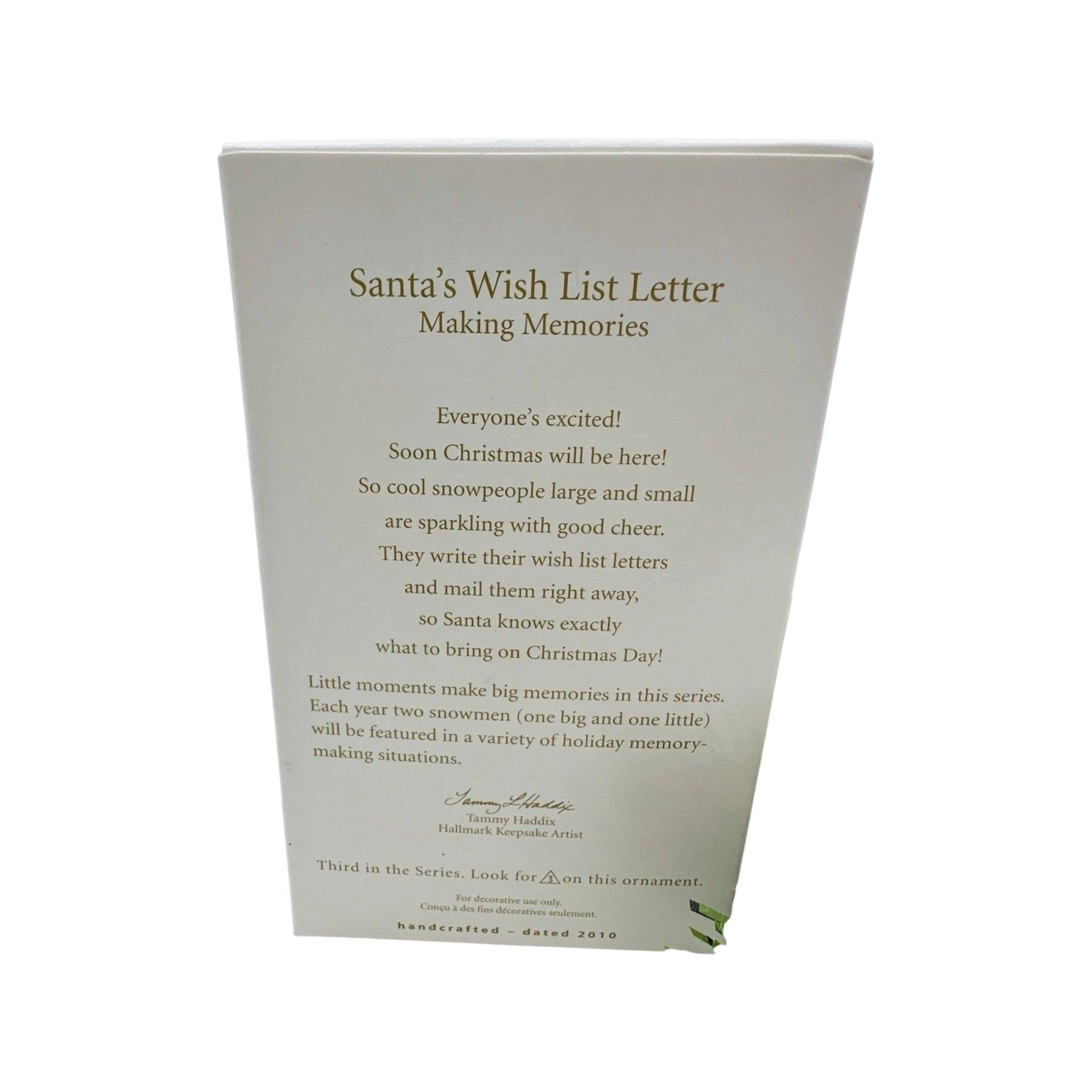 2010 Santa's Wish List Letter Hallmark Ornament (Making Memories) QX8346 Image9