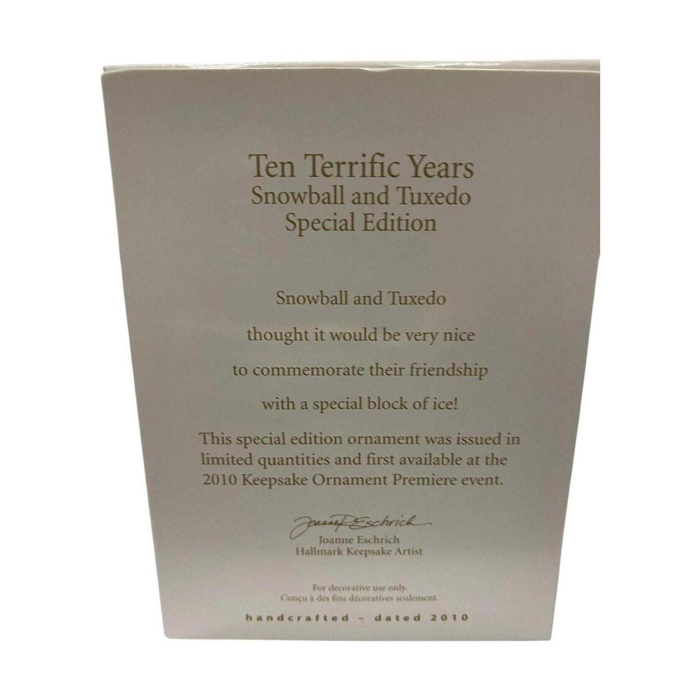 2010 Ten Terrific Years Hallmark Ornament (Snowman and Tuxedo) QXE3053 Image6