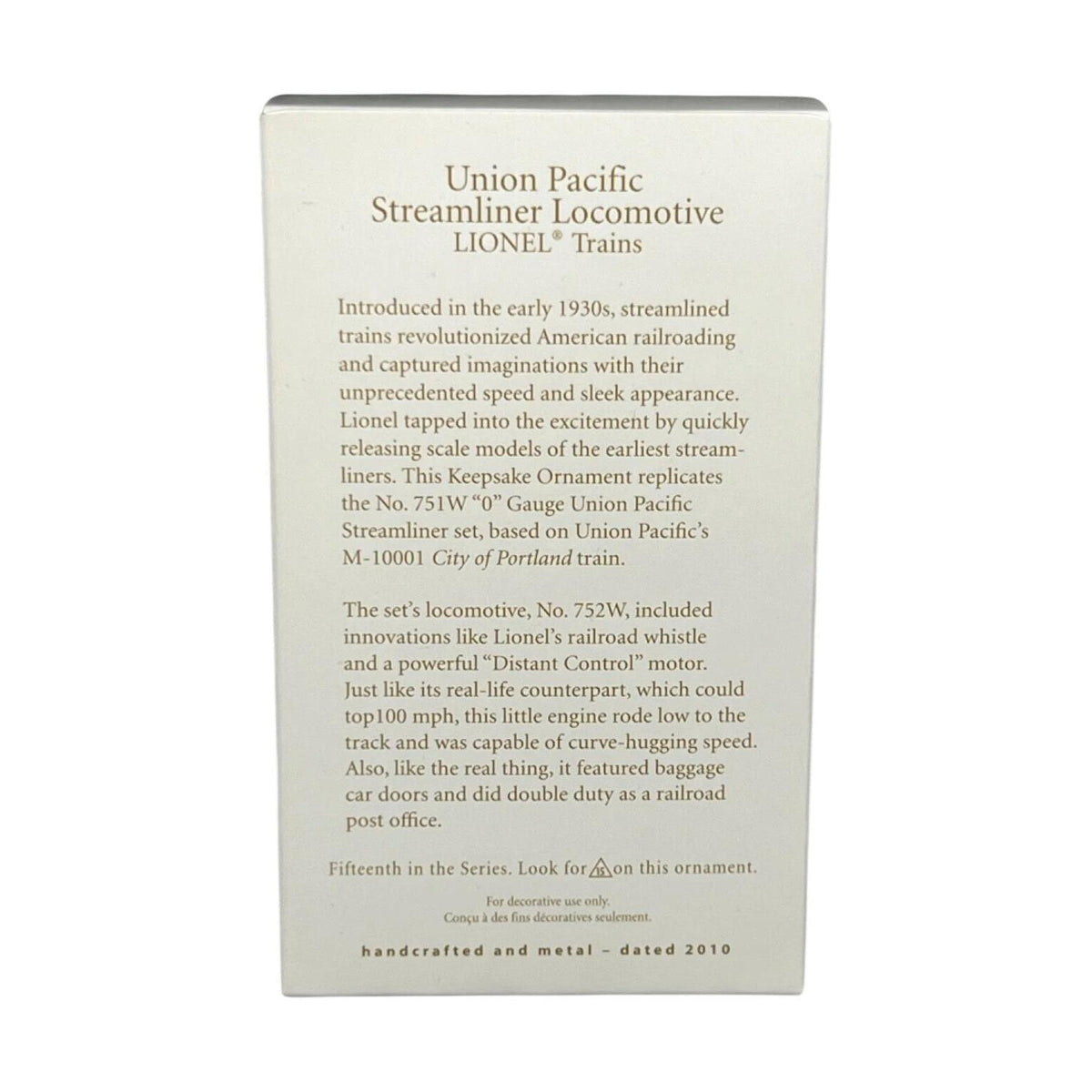 2010 Union Pacific Streamliner Locomotive Hallmark Ornament (Lionel) QX8626 Image6