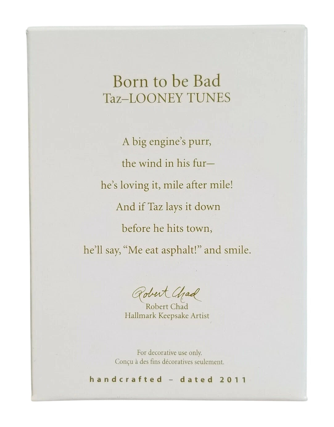 2011 Born to be Bad - Taz Hallmark Ornament (Looney Tunes) QXI2817