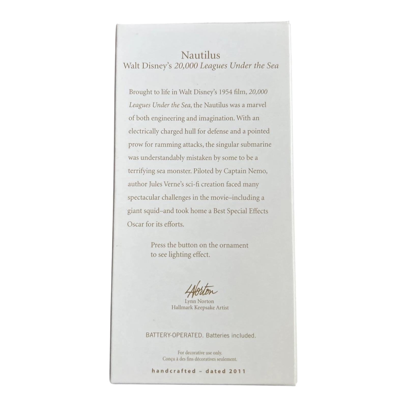 2011 Nautilus Hallmark Ornament (Walt Disney's 20000 Leagues Under the Sea) QXD1069