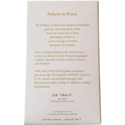 2011 UNICEF Believe in Peace Hallmark Ornament (UNICEF) QXI2287