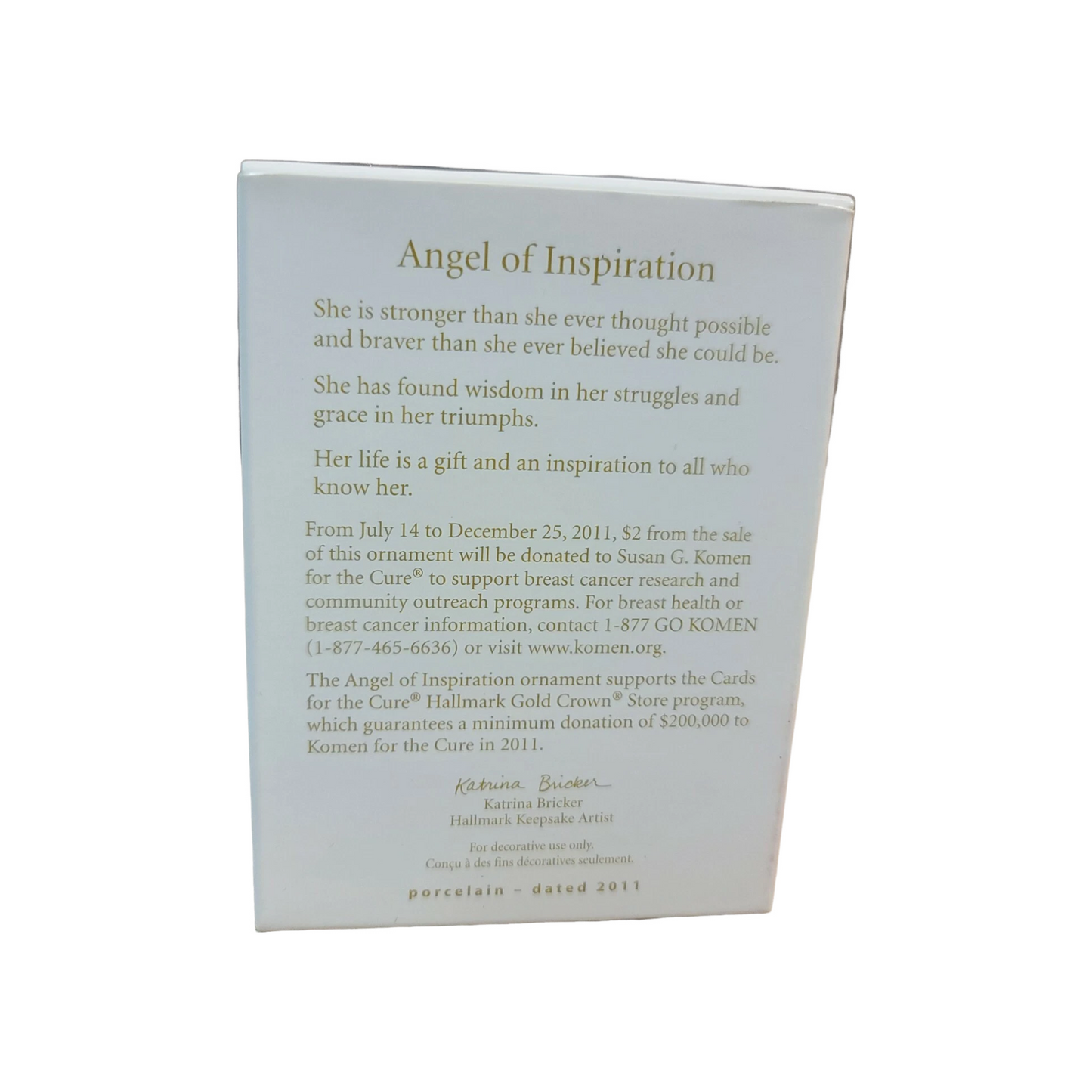 2011 Angel of Inspiration Hallmark Ornament (Susan G Komen) QXG4047 Image7