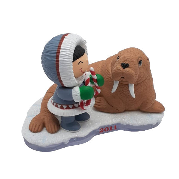 2011 Candy Cane Walrus Tusks Hallmark Ornament (Frosty Friends) QX8747