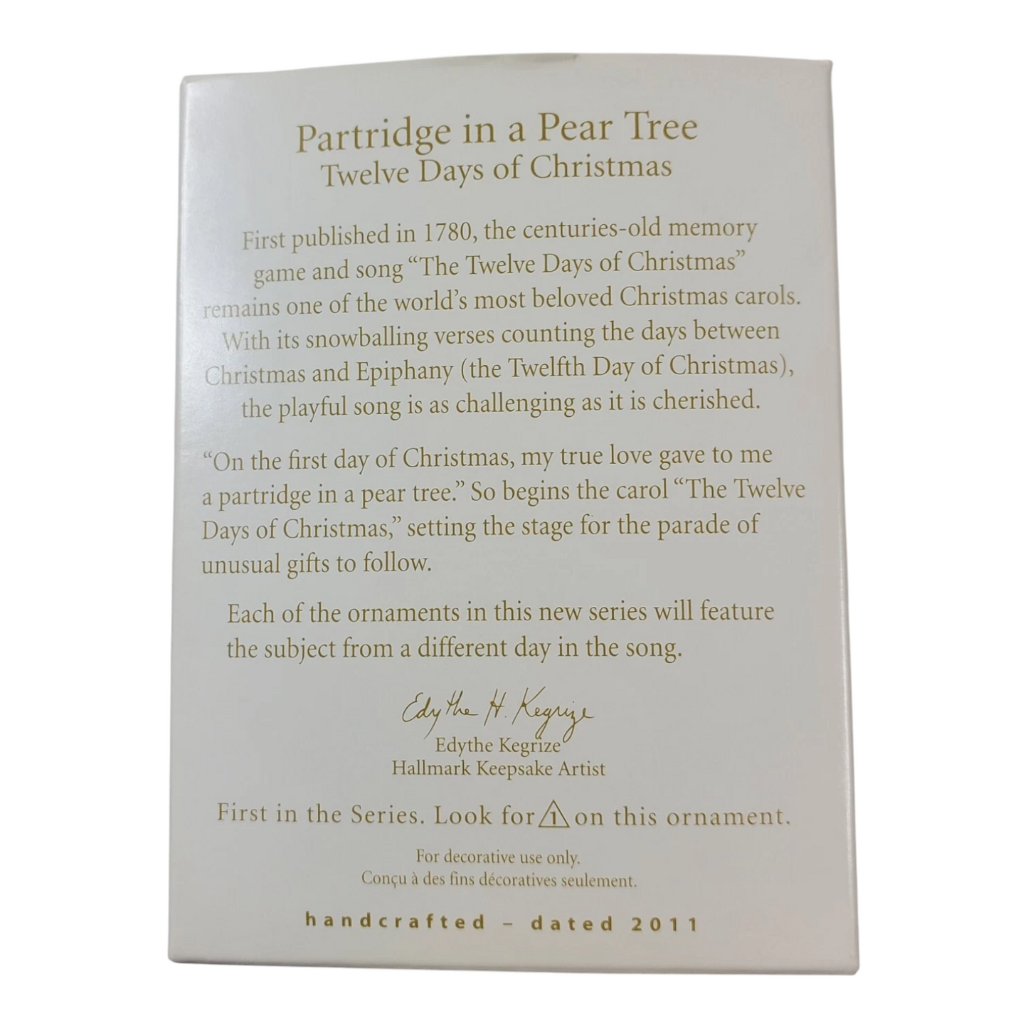 2011 Partridge in a Pear Tree Hallmark Ornament (Twelve Days of Christmas) QX8919 Image4
