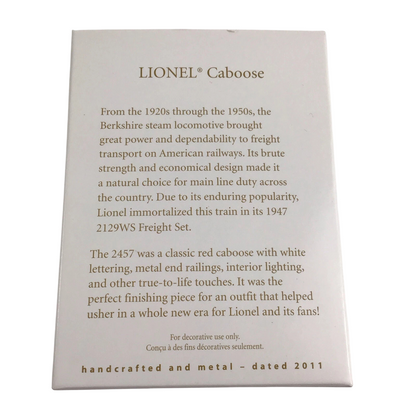 2011 Whistle Caboose Hallmark Ornament (Lionel) QXI2169