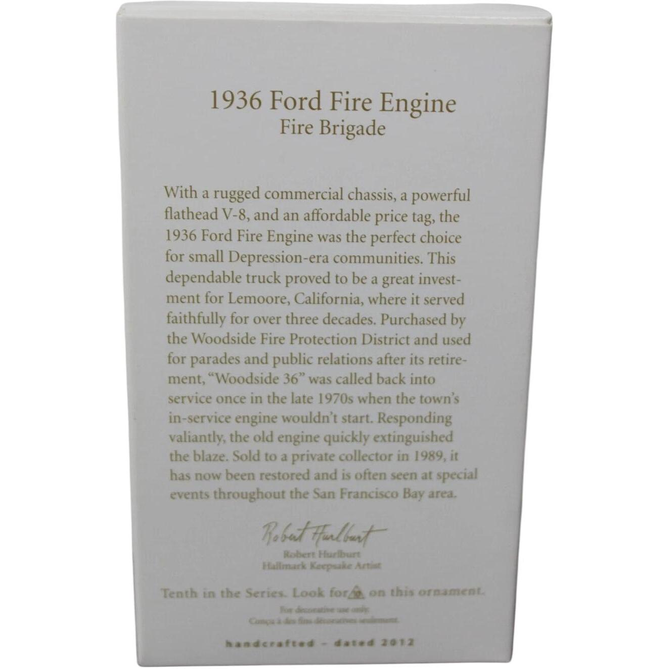 2012 1936 Ford Fire Engine Hallmark Ornament (Fire Brigade) QX8204