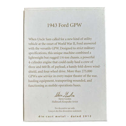 2012 1943 Ford GPW Hallmark Ornament (Military) QXI2074