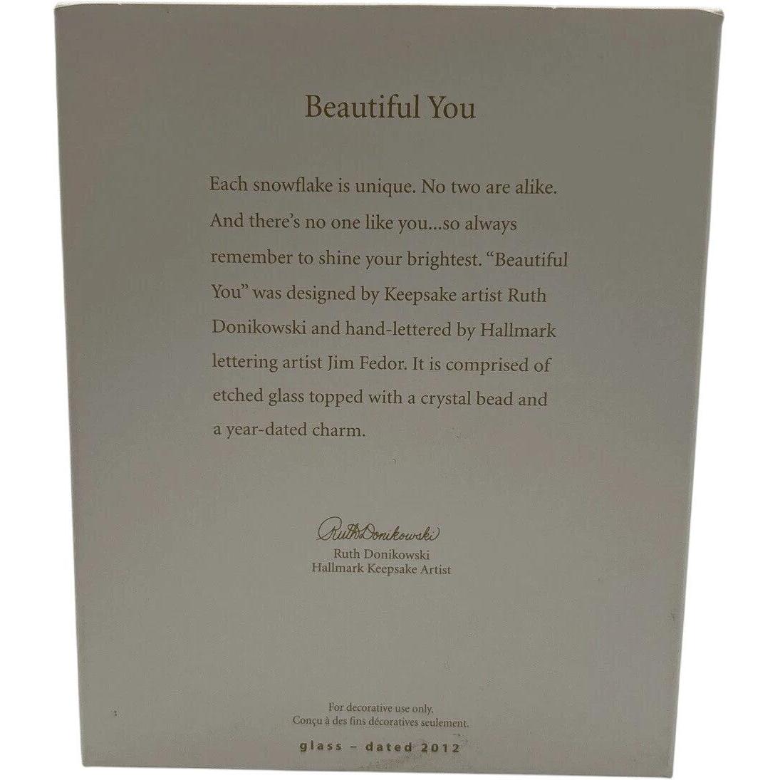 2012 Beautiful You Hallmark Ornament (Snowflake) QXG3524