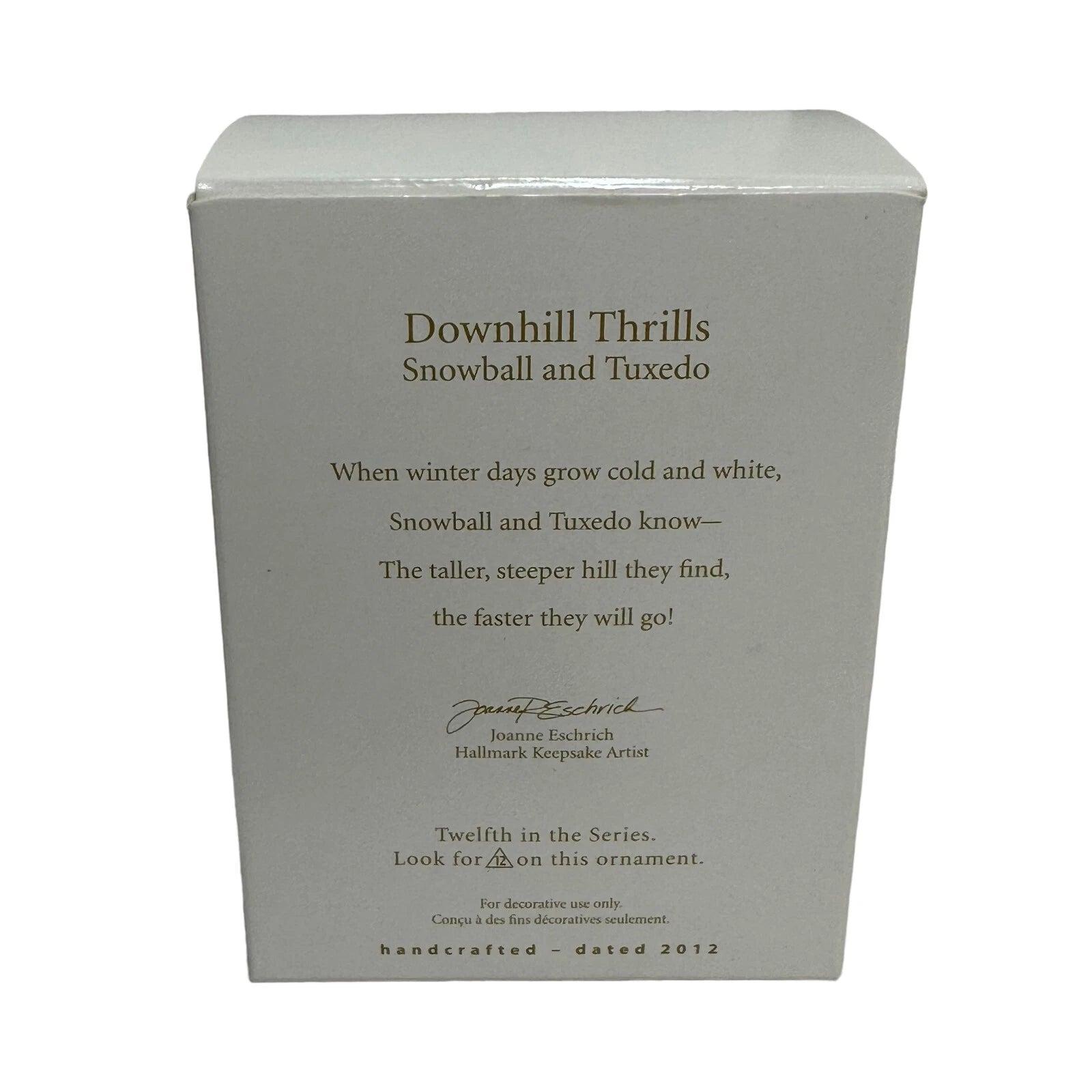 2012 Downhill Thrills Hallmark Ornament (Snowball and Tuxedo) QX8061