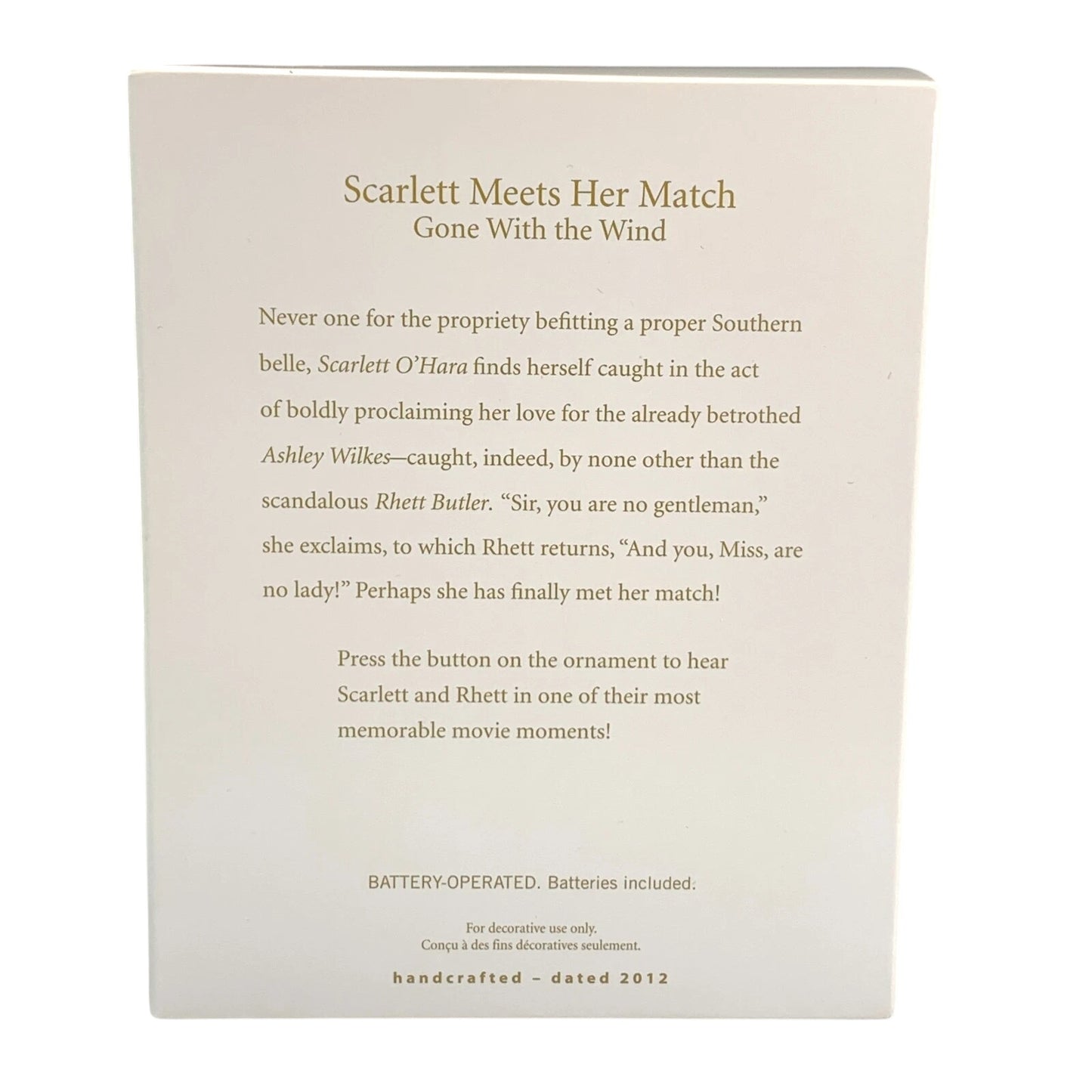 2012 Scarlett Meets Her Match Hallmark Ornament (Gone with the Wind) QXI2904