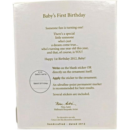 2012 Baby's 1st Birthday - Photo Holder Hallmark Ornament (Birthday) QXG4064