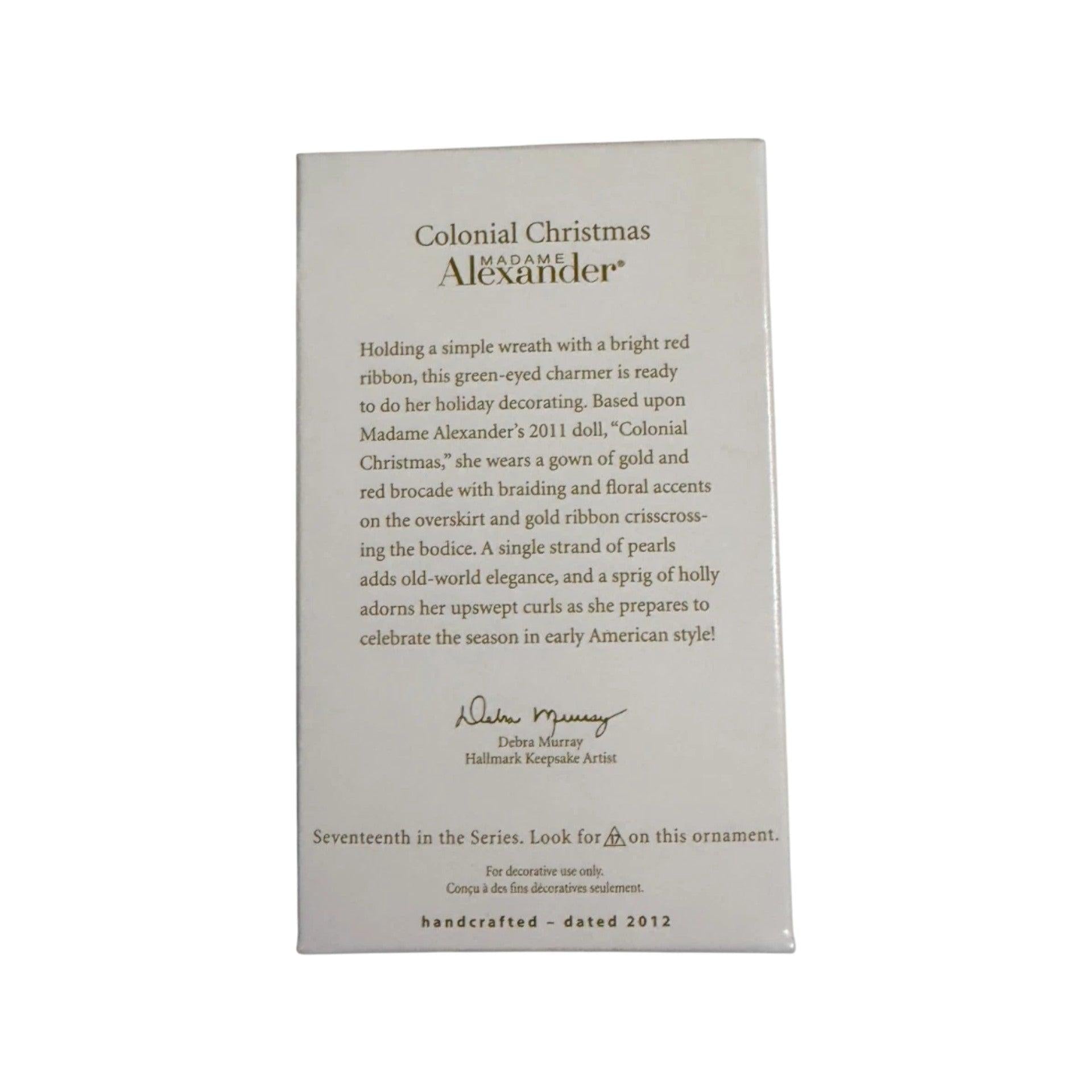 2012 Colonial Christmas Hallmark Ornament (Madame Alexander) QX8304 Image8
