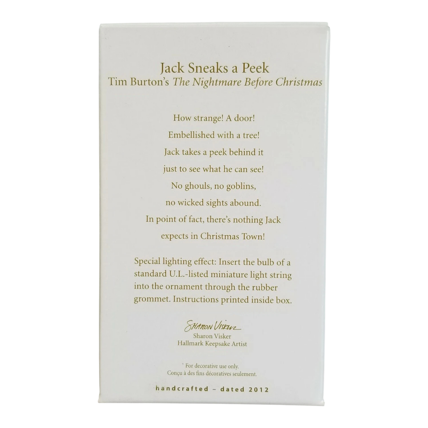2012 Jack Sneaks a Peek Hallmark Ornament (Tim Burton's The Nightmare Before Christmas) QXD1004