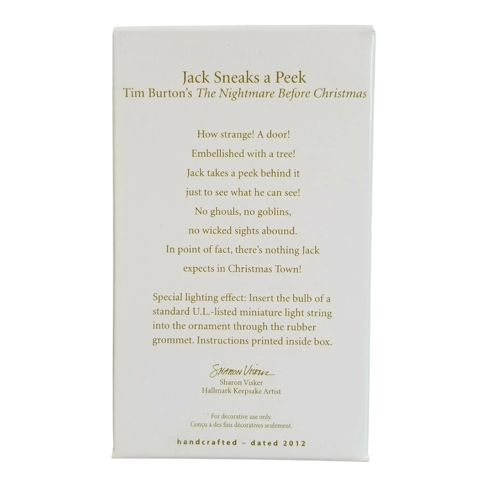 2012 Jack Sneaks a Peek Hallmark Ornament (Tim Burton's The Nightmare Before Christmas) QXD1004