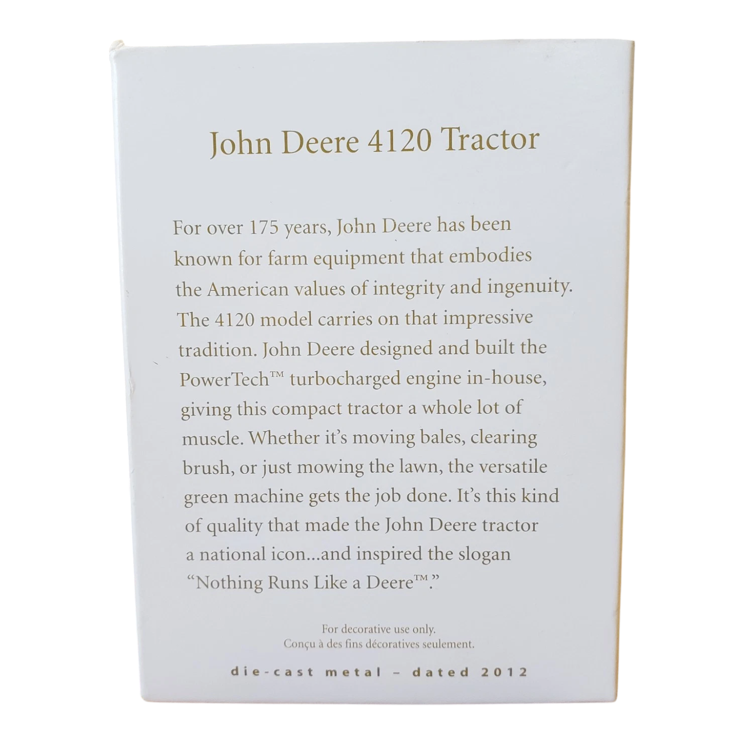 2012 John Deere 4120 Tractor Hallmark Ornament (John Deere) QXI2044 Image5
