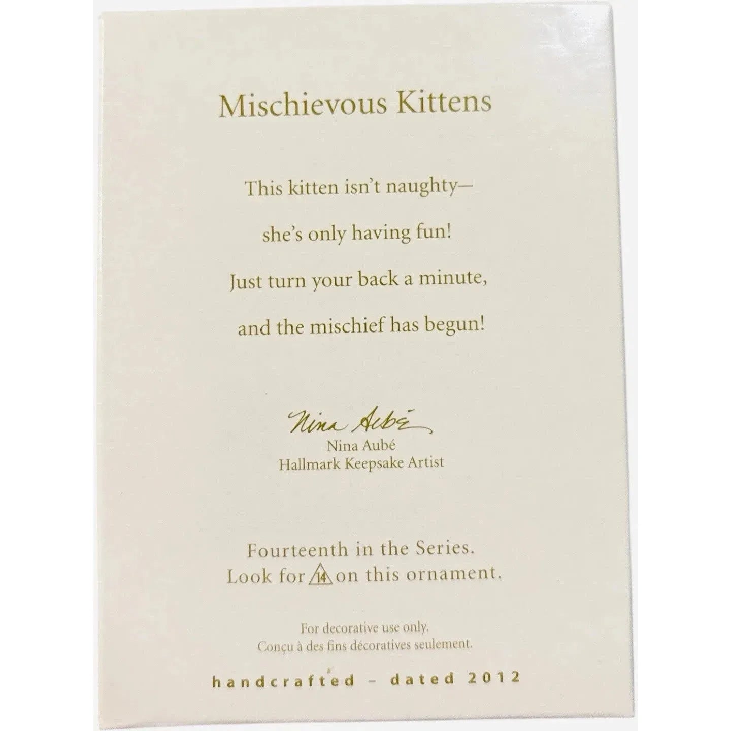 2012 Mischievous Kittens Hallmark Ornament (Mischievous Kittens) QX8041