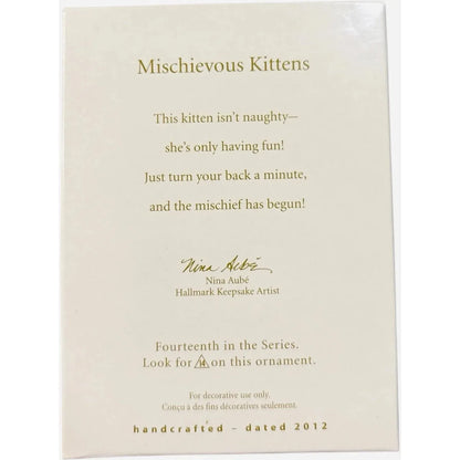 2012 Mischievous Kittens Hallmark Ornament (Mischievous Kittens) QX8041