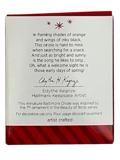 2014 Baltimore Oriole Hallmark Ornament (Beauty of Birds) QXM8513
