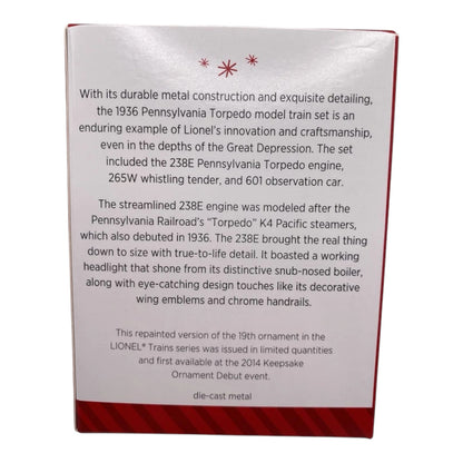 2014 Pennsylvania Torpedo Locomotive Hallmark Ornament (Lionel) QXE3746