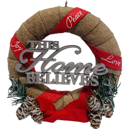 2014 This Home Believes Hallmark Ornament (Wreath) QGO1623