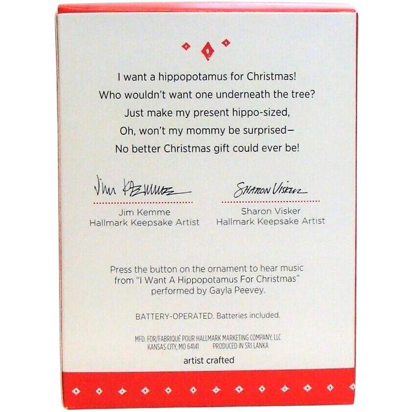2015 I Want a Hippopotamus for Christmas Hallmark Ornament (I Want A Hippopotamus For Christmas) QGO1037