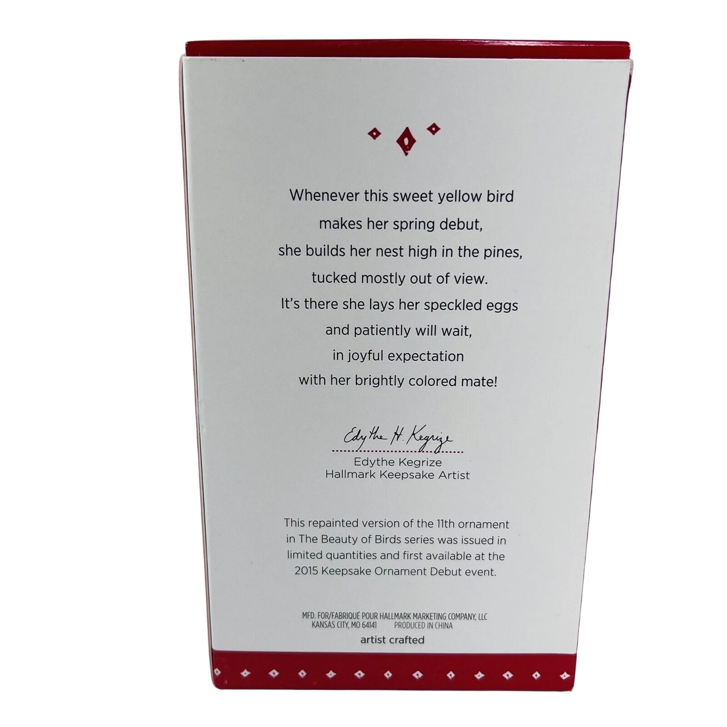 2015 Lady Wester Tanager Hallmark Ornament (Beauty of Birds) QXE3759