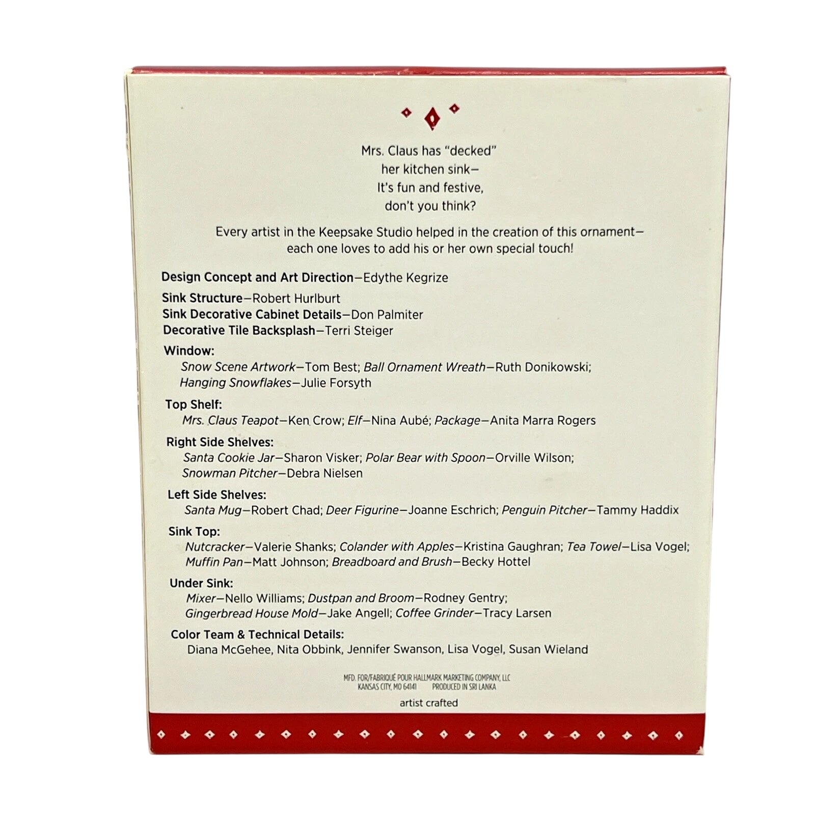 2015 Mrs. Claus's Kitchen Sink Hallmark Ornament (Mrs. Claus) QXC5139