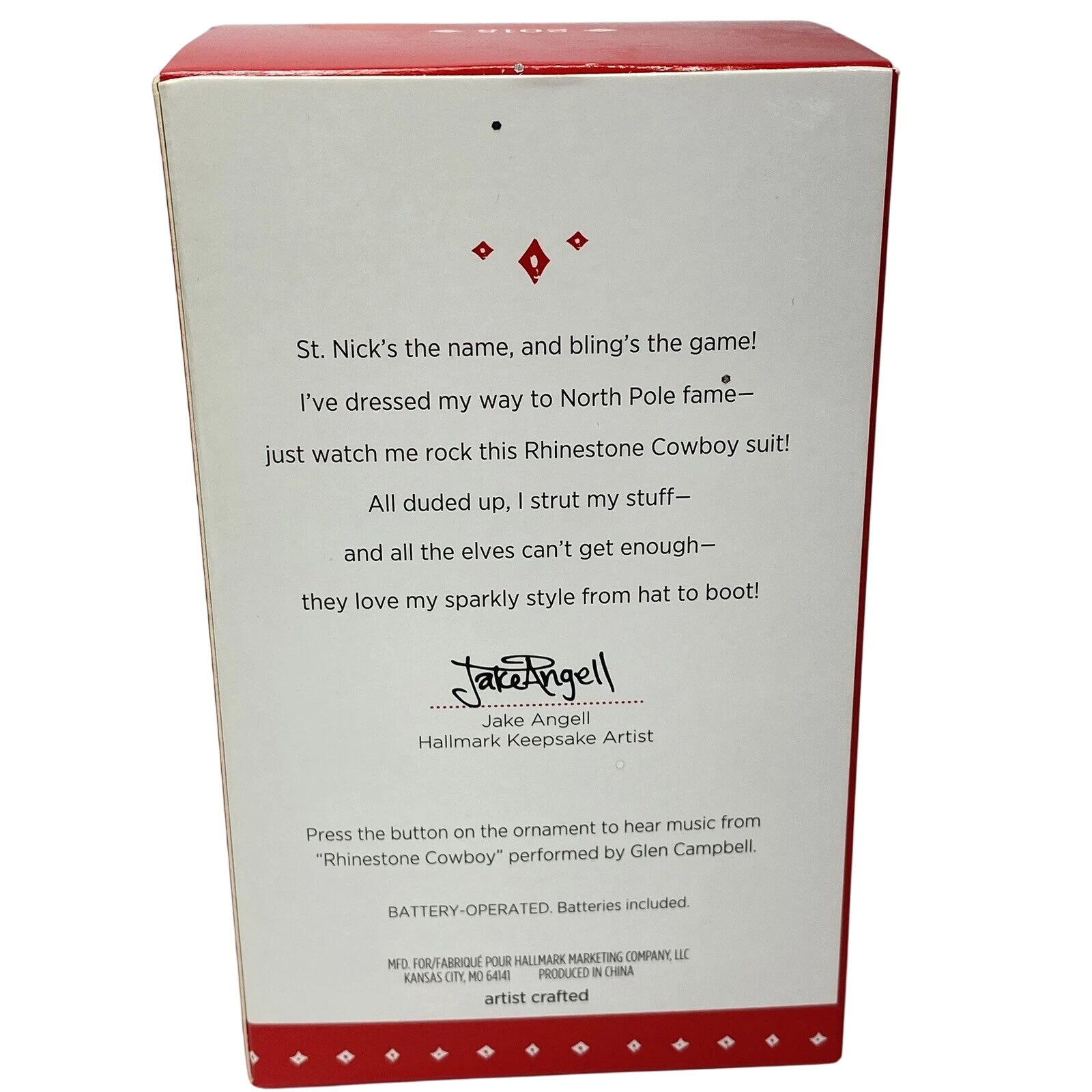 2015 Rhinestone Cowboy Hallmark Ornament (Santa Claus) QGO1009