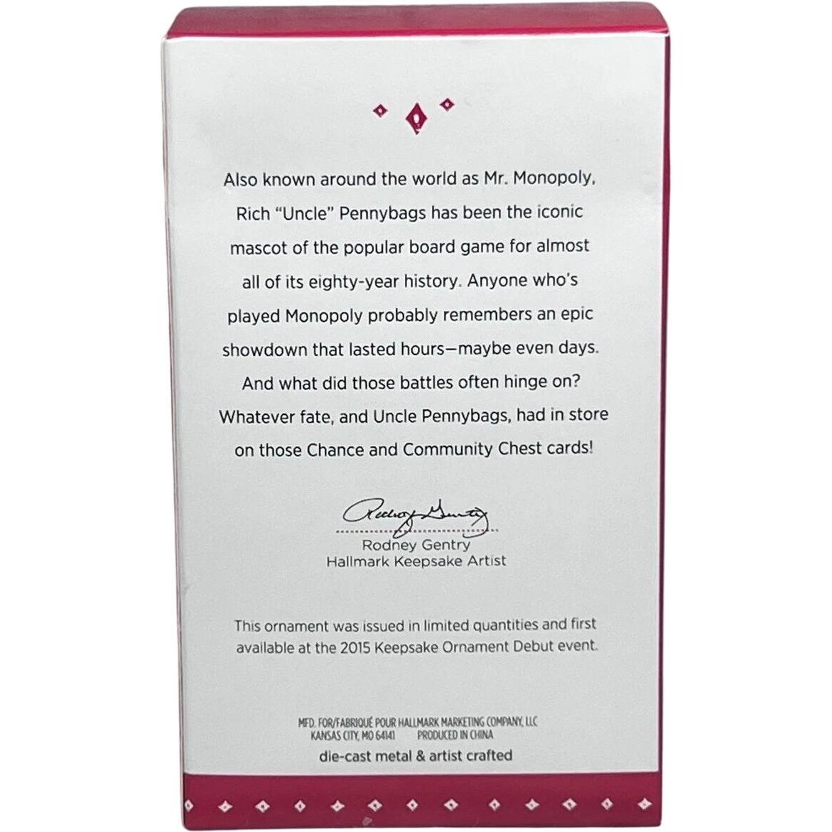 2015 Rich "Uncle" Pennybags Hallmark Ornament (Monopoly 80th Anniversary) QXE3769