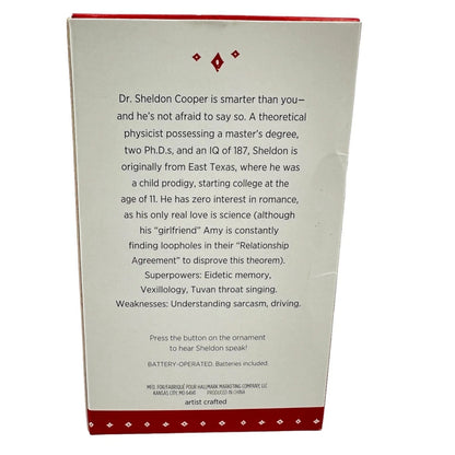 2015 Dr. Sheldon Cooper Hallmark Ornament (The Big Bang Theory) QXI2247