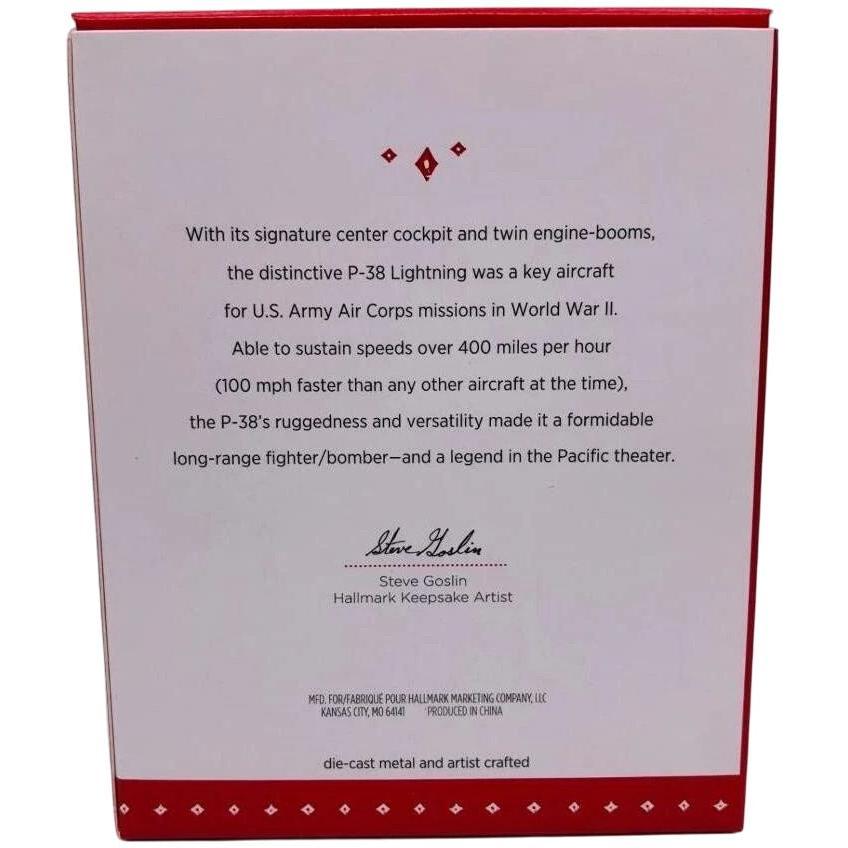 2015 P‑38 Lightning Hallmark Ornament (Lockheed Martin) QXI2557