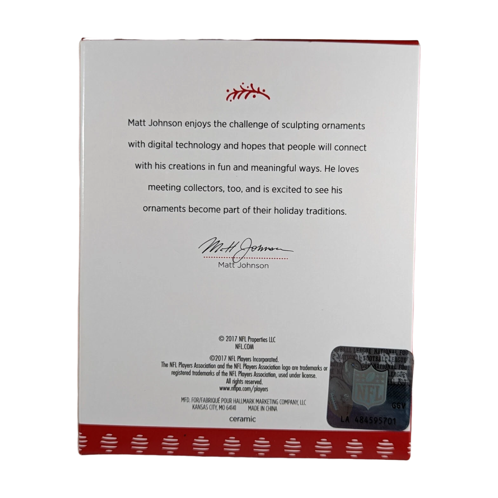 2017 Tom Brady Hallmark Ornament (Football Legends) QSR1912