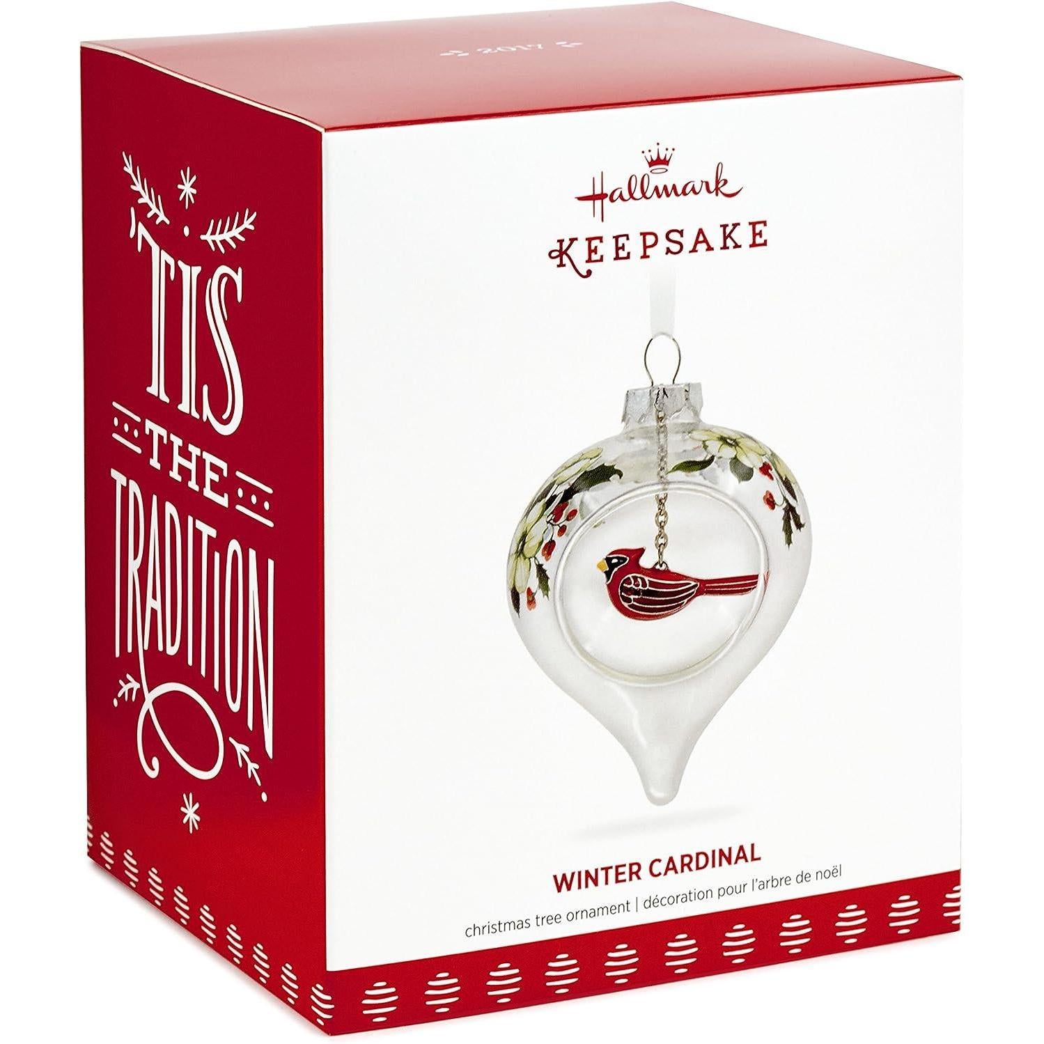 QGO1822 2017 Winter Cardinal and Holly Premium Glass and Metal Christmas Ornament Image3