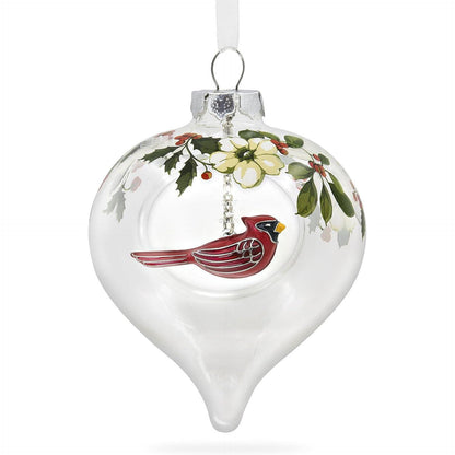 QGO1822 2017 Winter Cardinal and Holly Premium Glass and Metal Christmas Ornament Image2