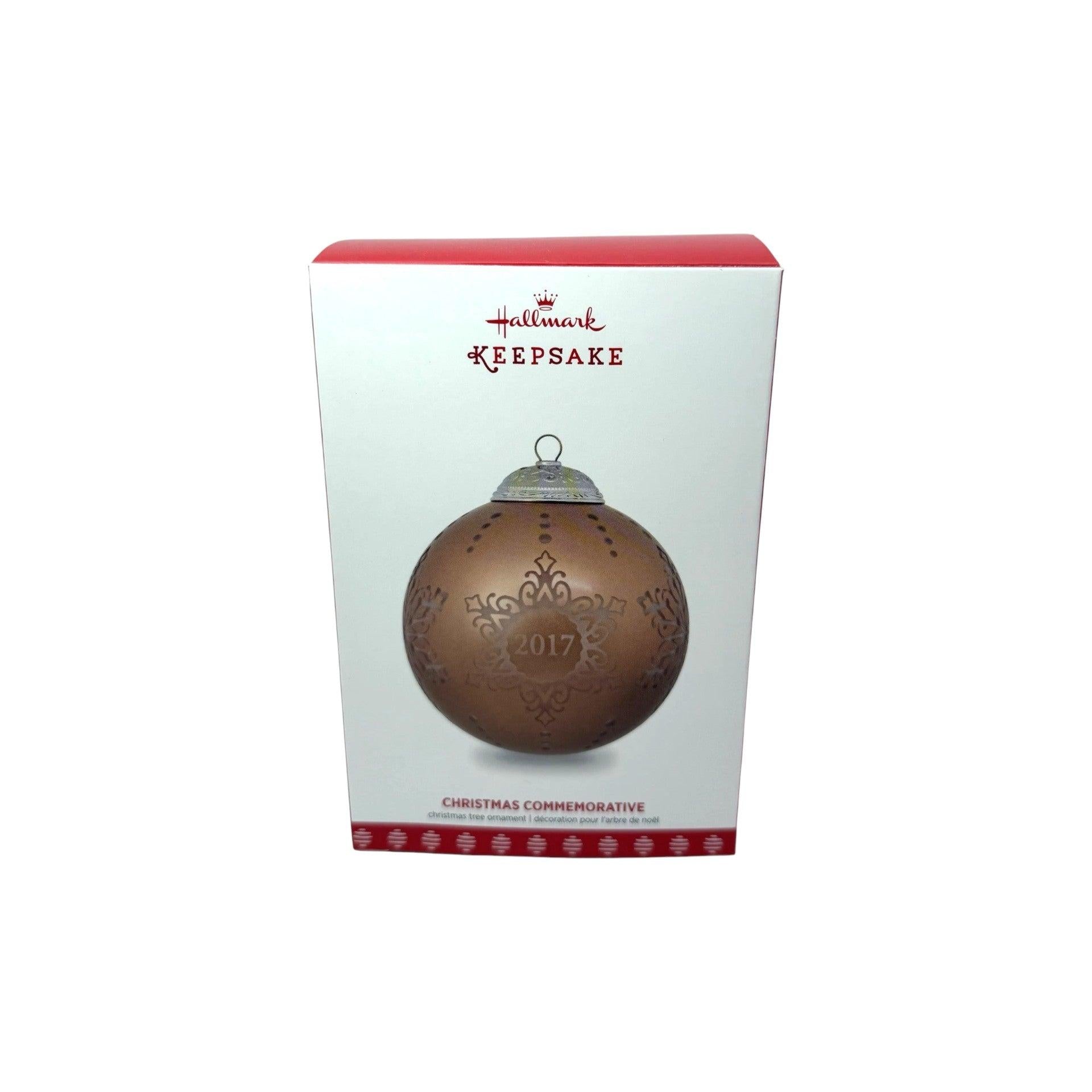 2017 Christmas Commemorative #5 - BronzeGlass Ball Hallmark Ornament (Christmas Commemorative) QX9322 Image2