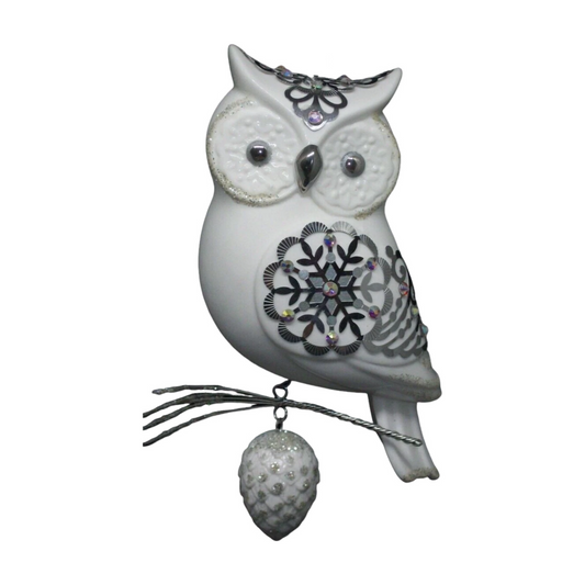 2017 Winter WHite Owl Hallmark Ornament (Bird) QXE3165 Image1