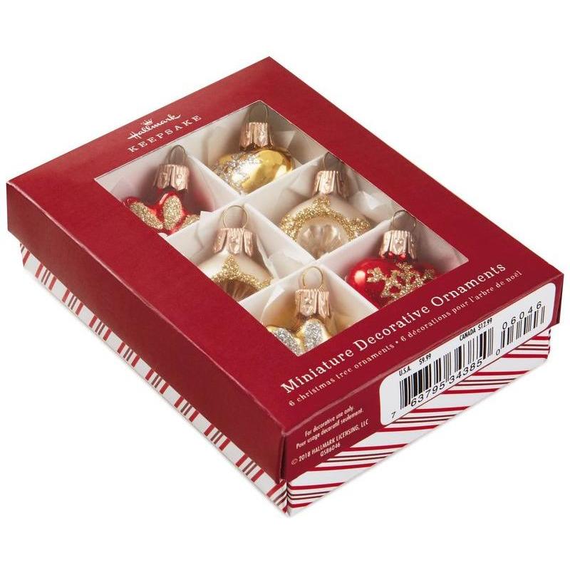 2018 Miniature Decorative Ornaments, Set of 6 Hallmark Ornament (Blown Glass) QSB6046