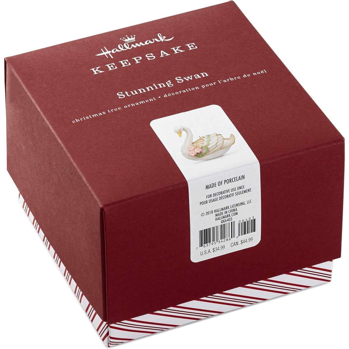 2018 Stunning Swan Hallmark Ornament (Porcelain) QK6403
