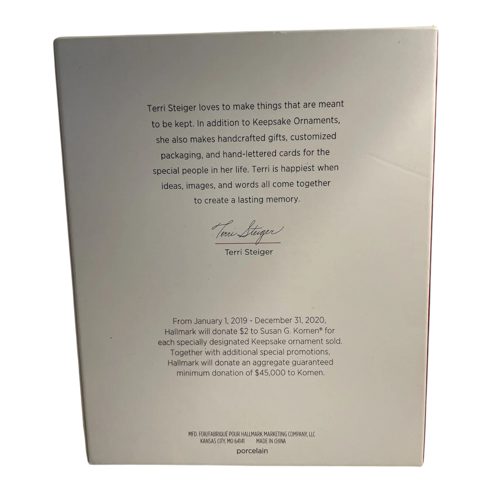 2019 Angel of the Heart Hallmark Ornament (Susan G Komen) QXI3839