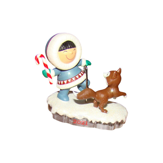 2021 Candy Cane Fetch Hallmark Ornament (Frosty Friends) QXR9142 Image1